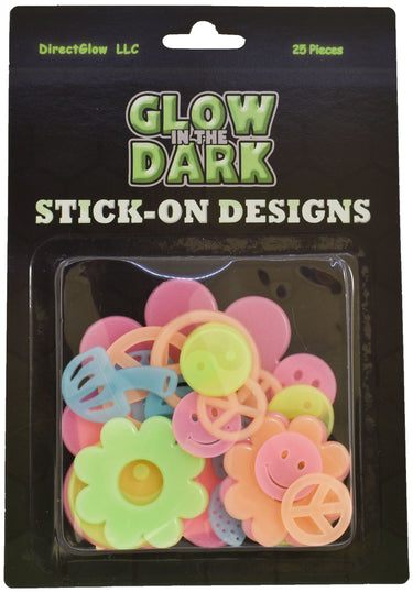 25 Piece Glow in the Dark Multicolor 60's Wall Ceiling Decor